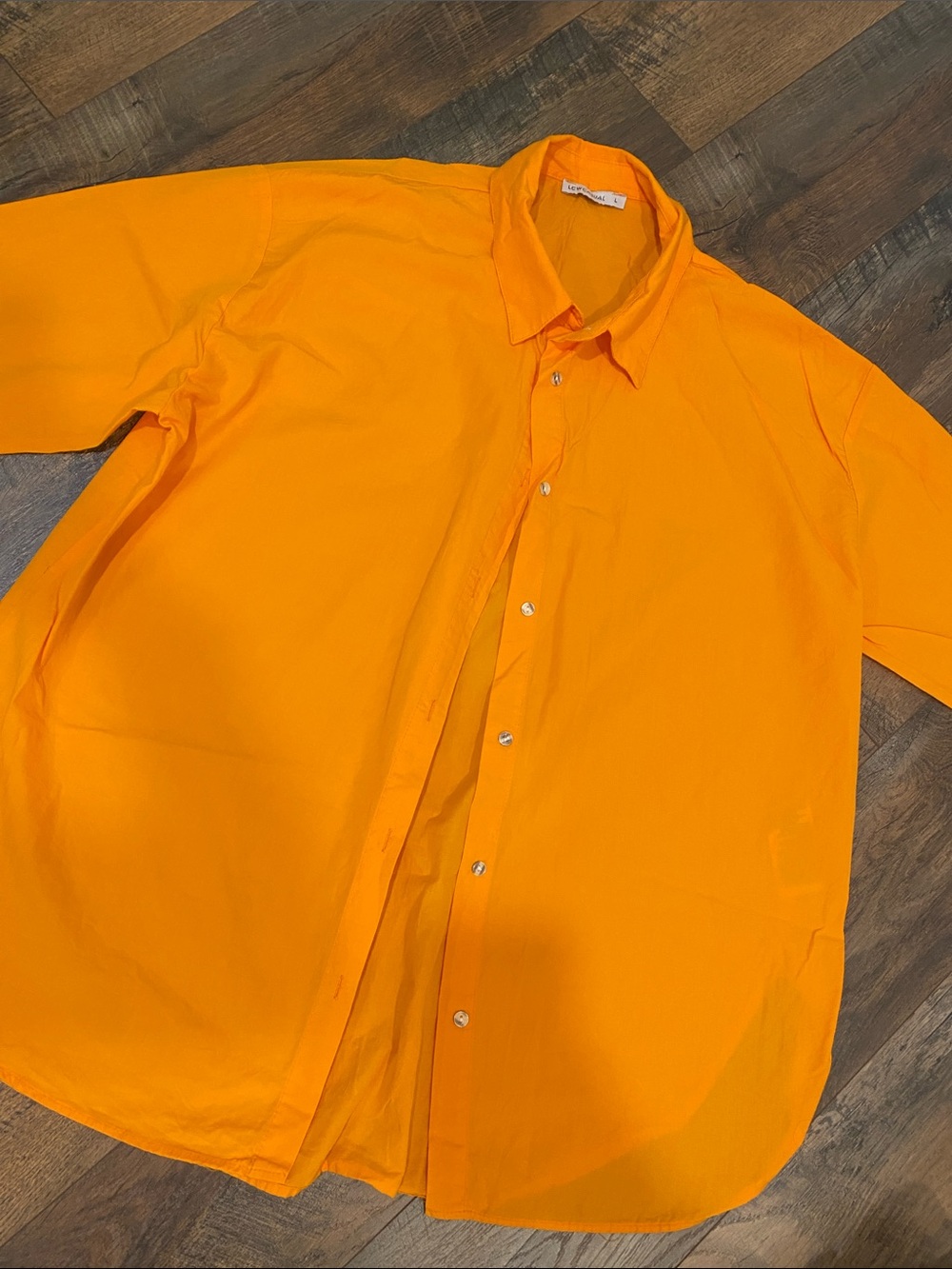 Women's Bright Orange Button-Down Shirt - Casual Collared Top